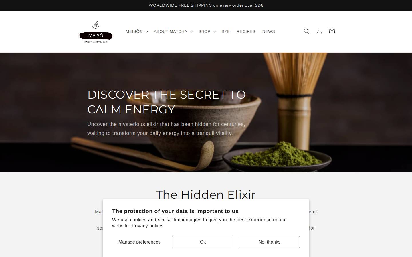 meisoumatcha.com homepage screenshot