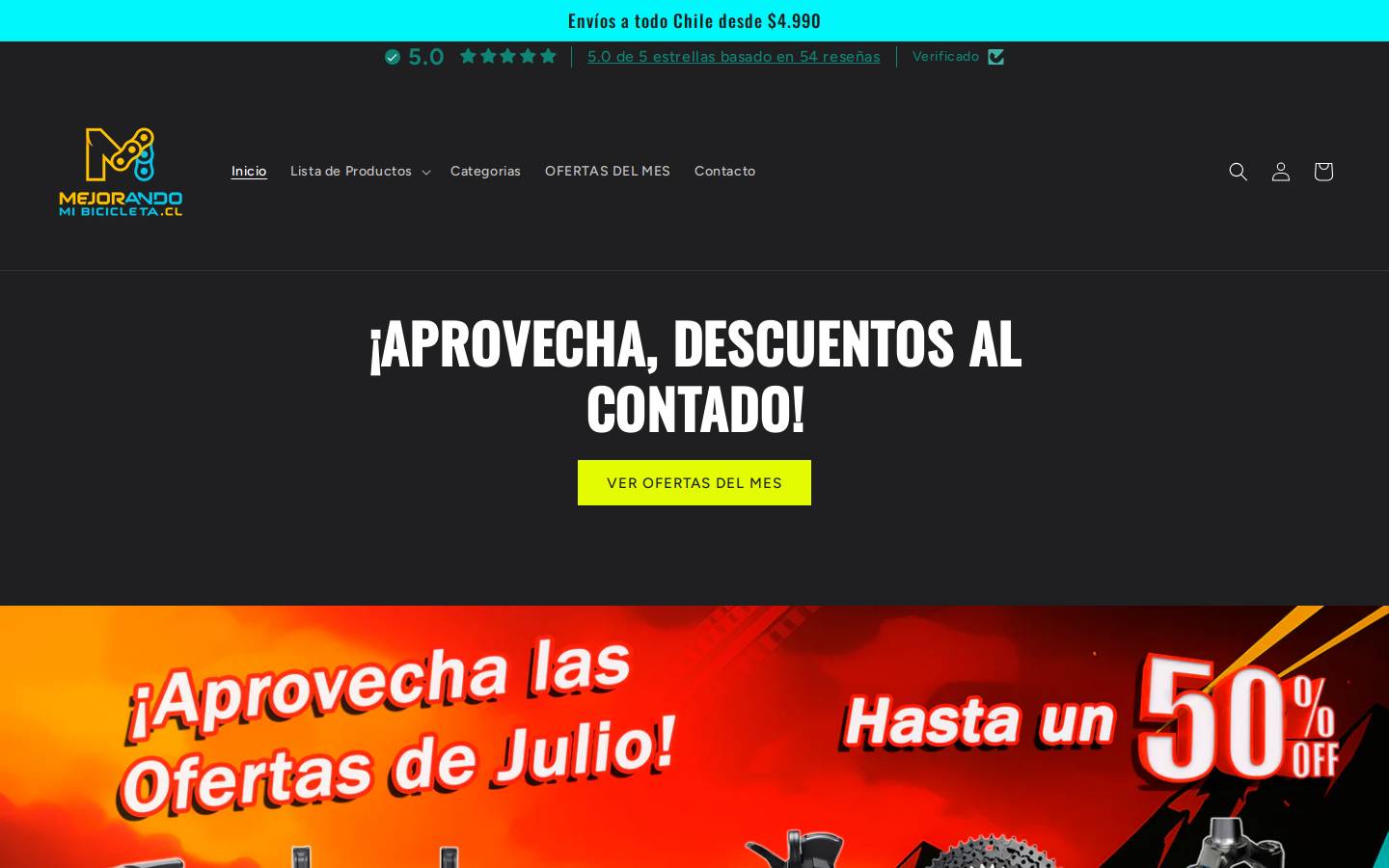 mejorandomibicicleta.cl homepage screenshot