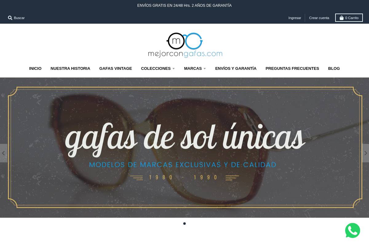 Mejorcongafas homepage screenshot
