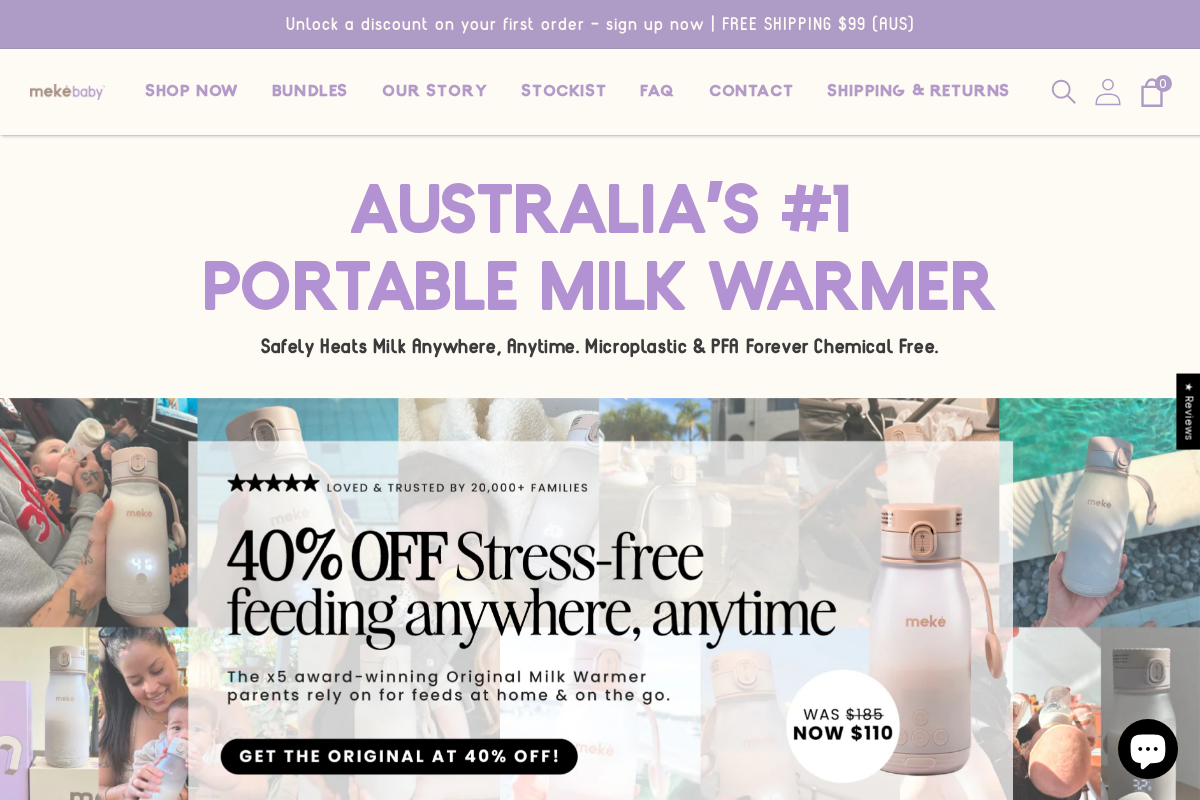 Meke Baby Store homepage screenshot