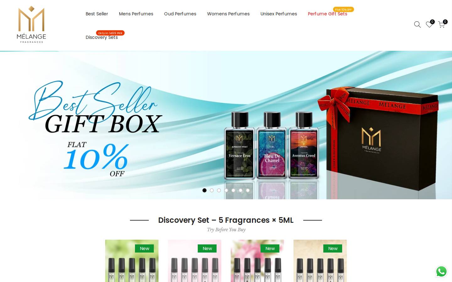 melangefragrances.com homepage screenshot