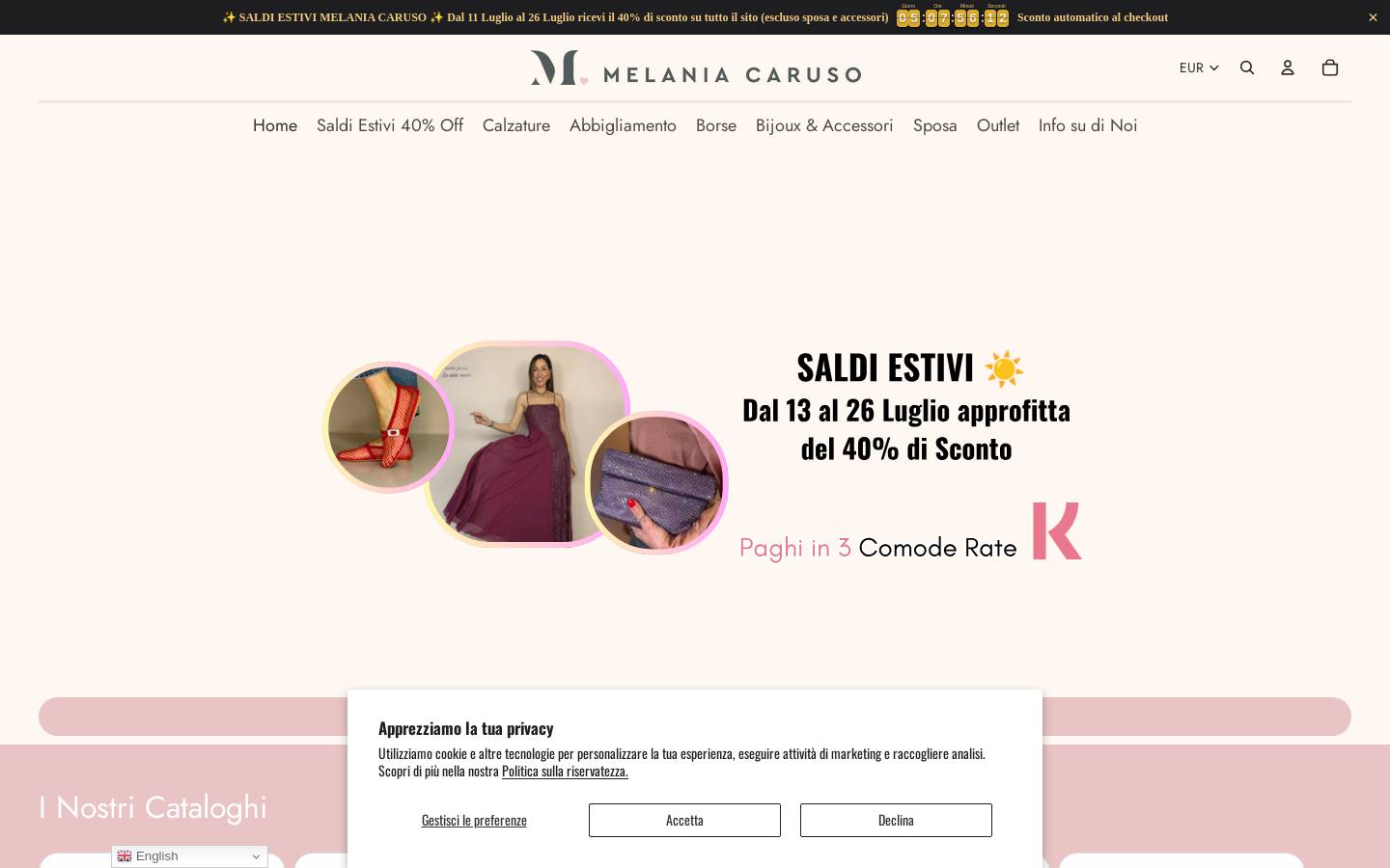 Melania Caruso Boutique homepage screenshot