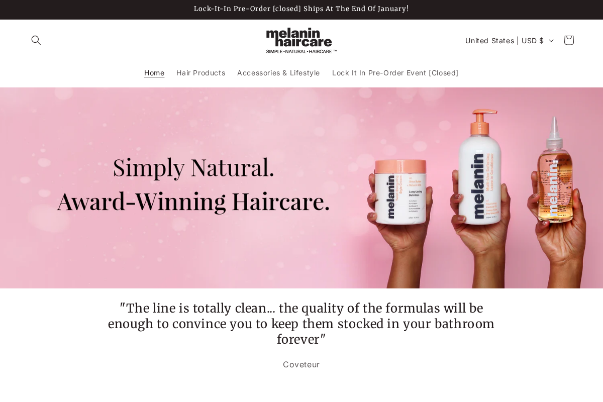 melaninhaircare.com homepage screenshot