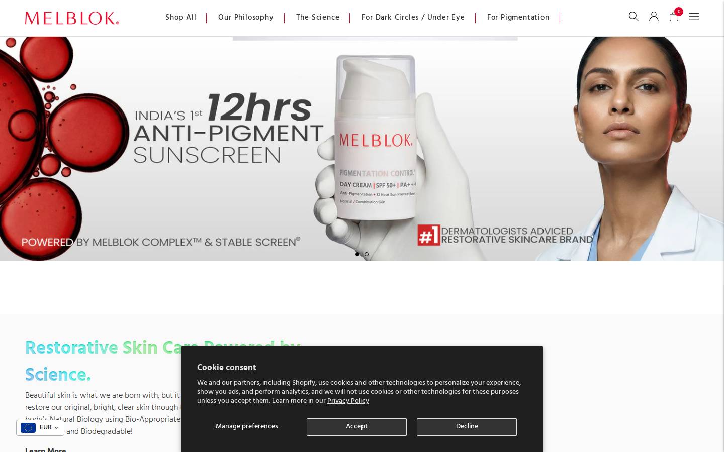 Melblok homepage screenshot