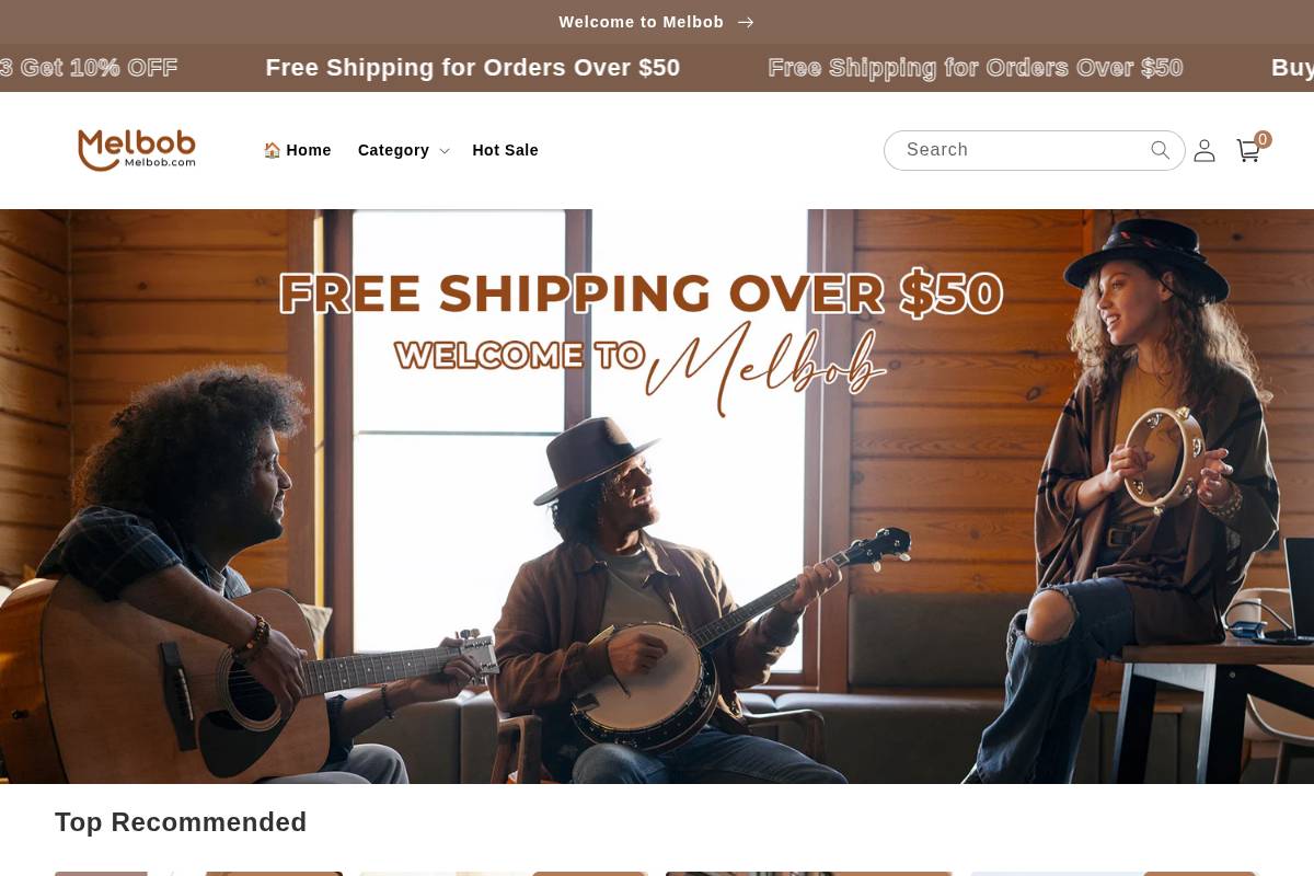 Melbob homepage screenshot