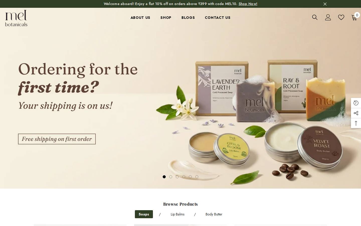 melbotanicals.com homepage screenshot