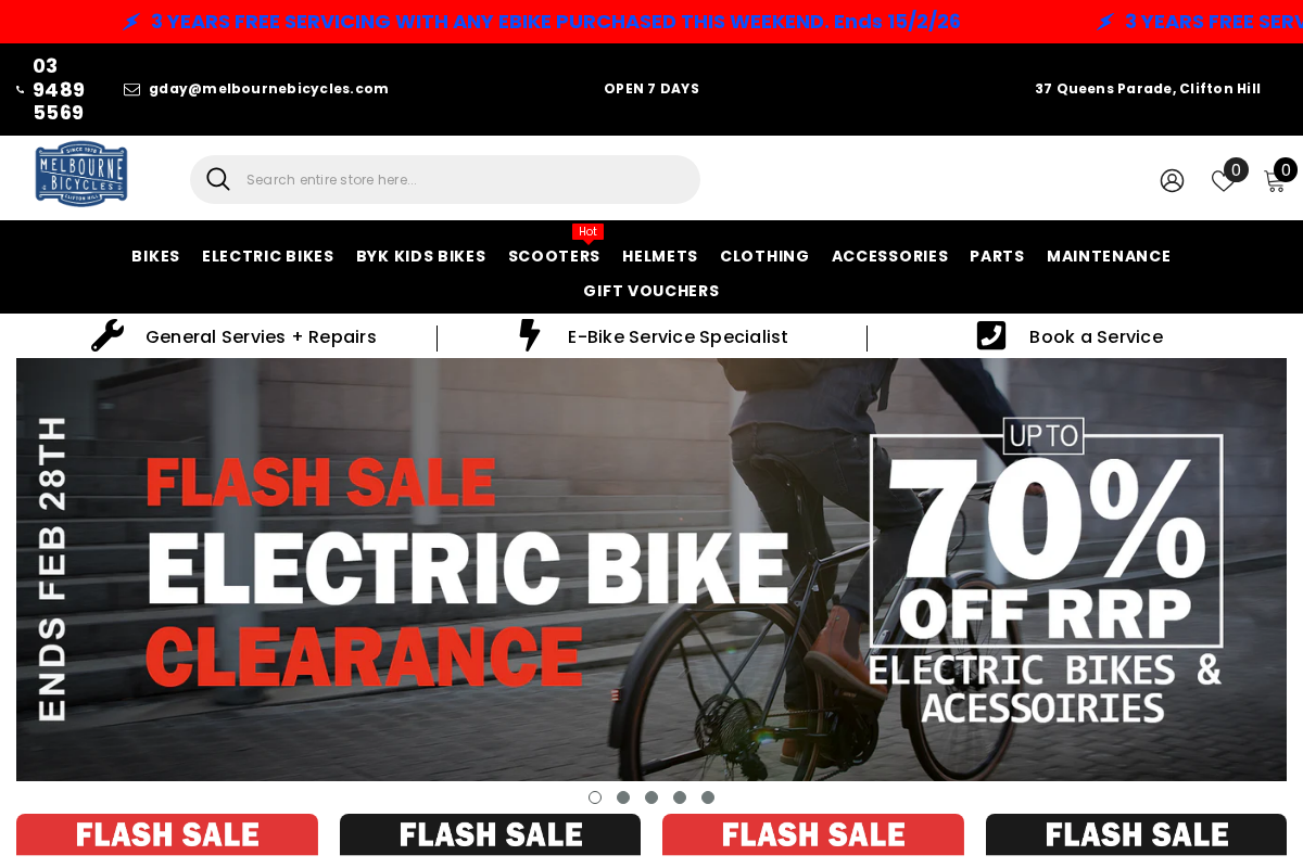 Melbourne Bicycles homepage screenshot