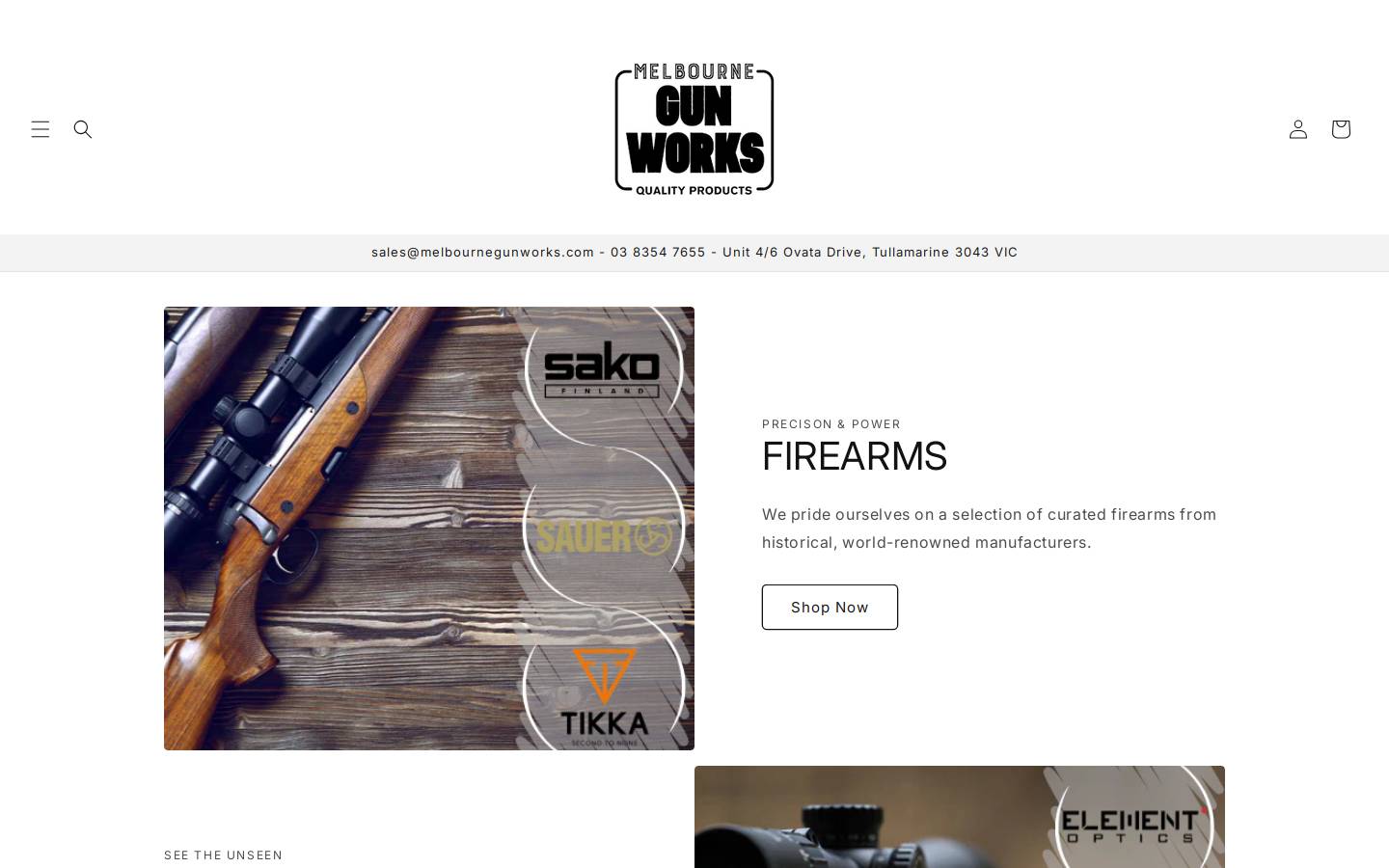 Melbournegunworks homepage screenshot