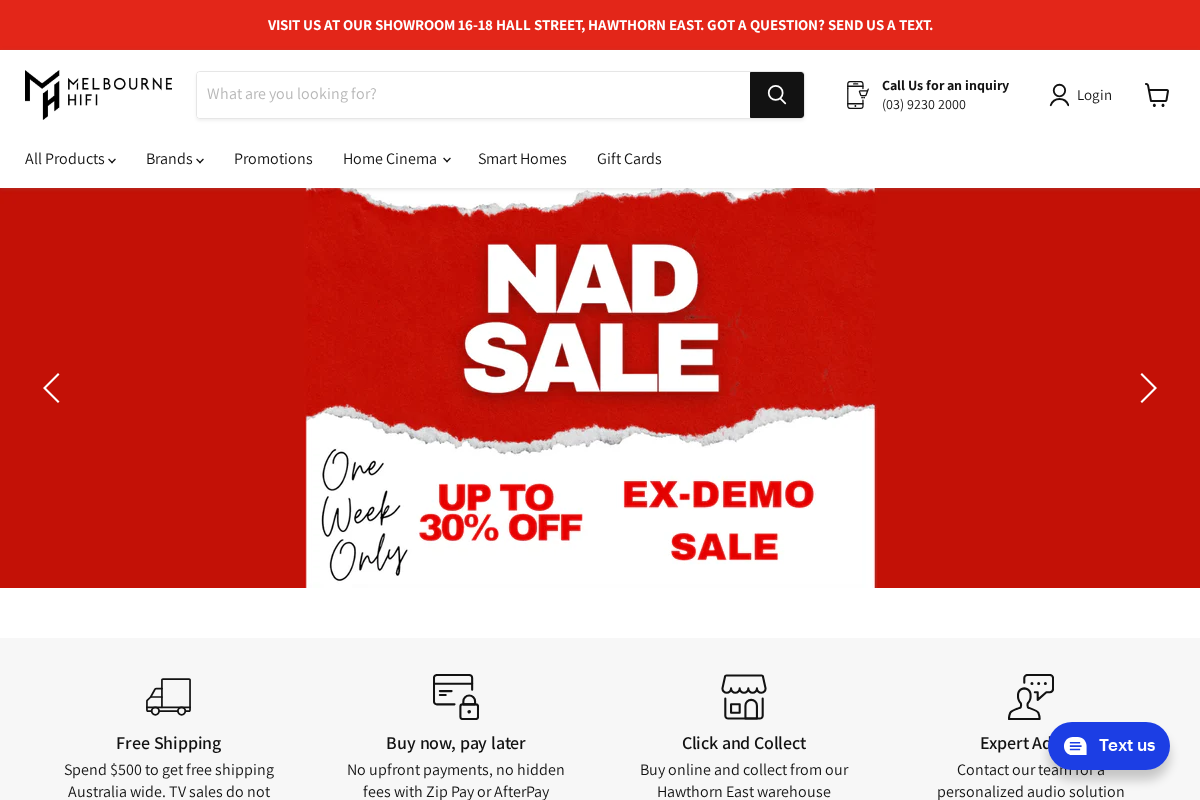 melbournehifi.com.au homepage screenshot