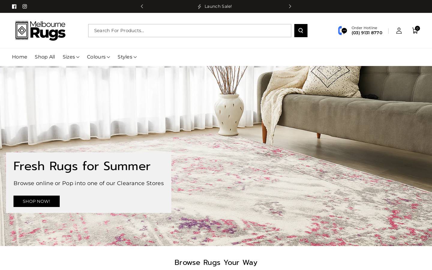 melbournerugs.com.au homepage screenshot