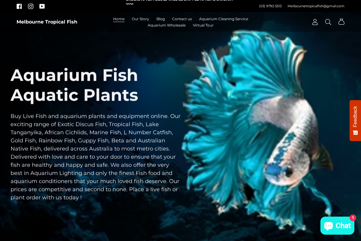 Melbourne Tropical Fish homepage screenshot