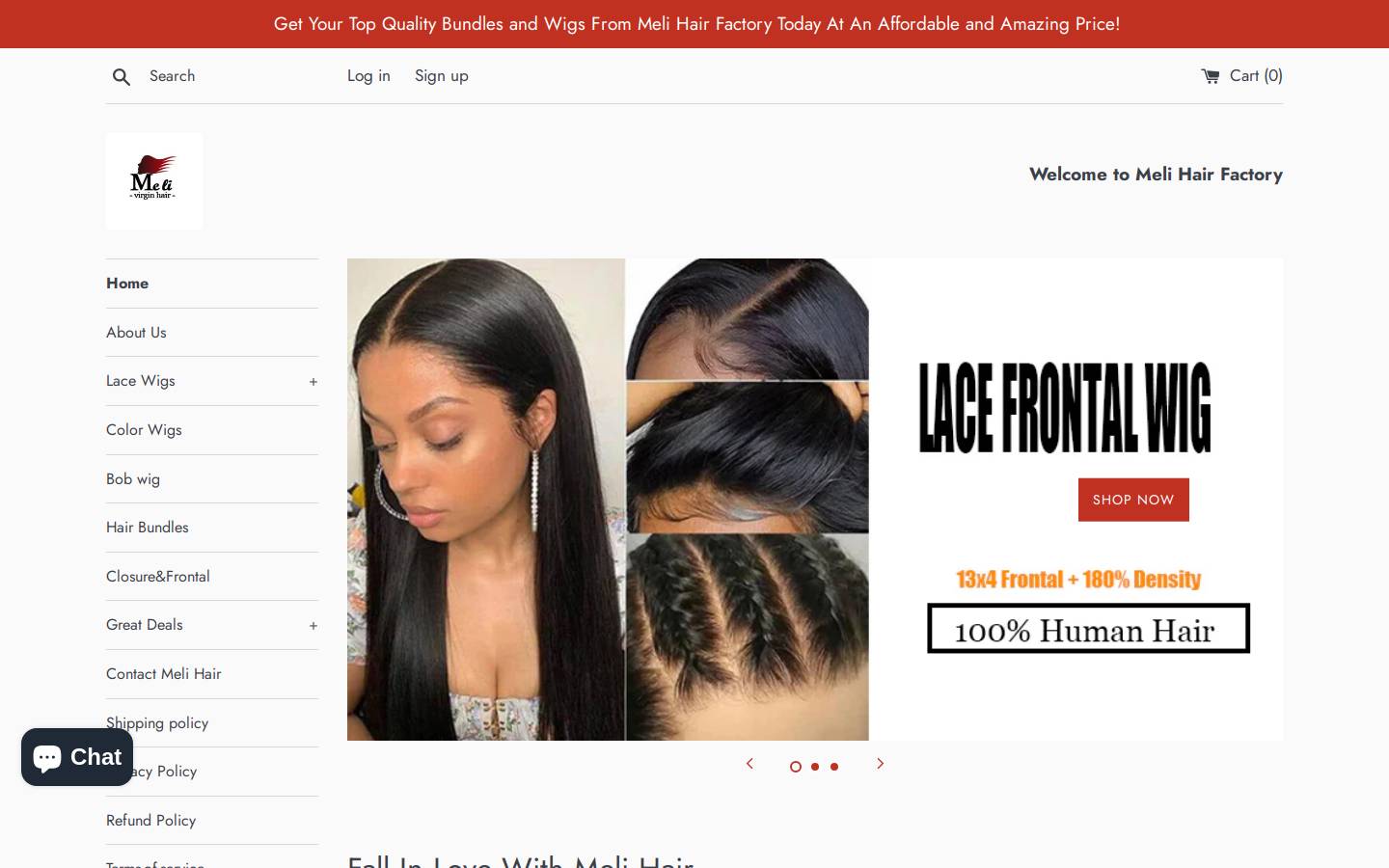 melihairandwig.com homepage screenshot