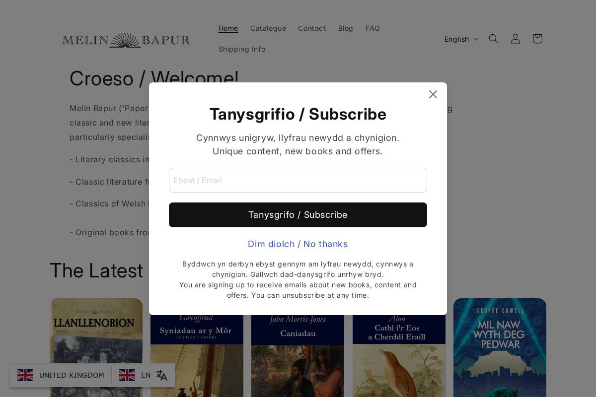 melinbapur.cymru homepage screenshot