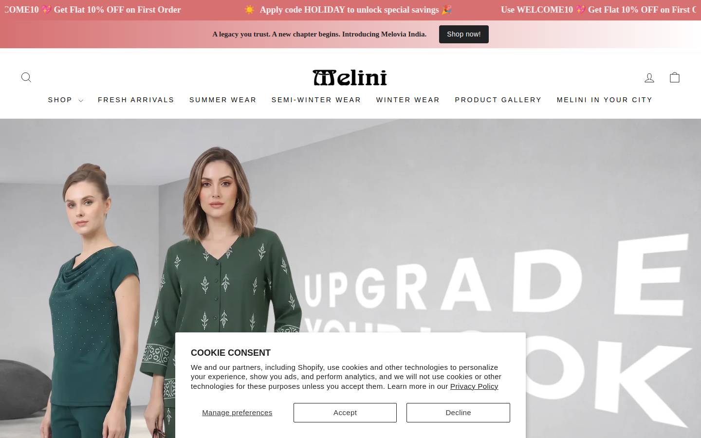 meliniindia.com homepage screenshot
