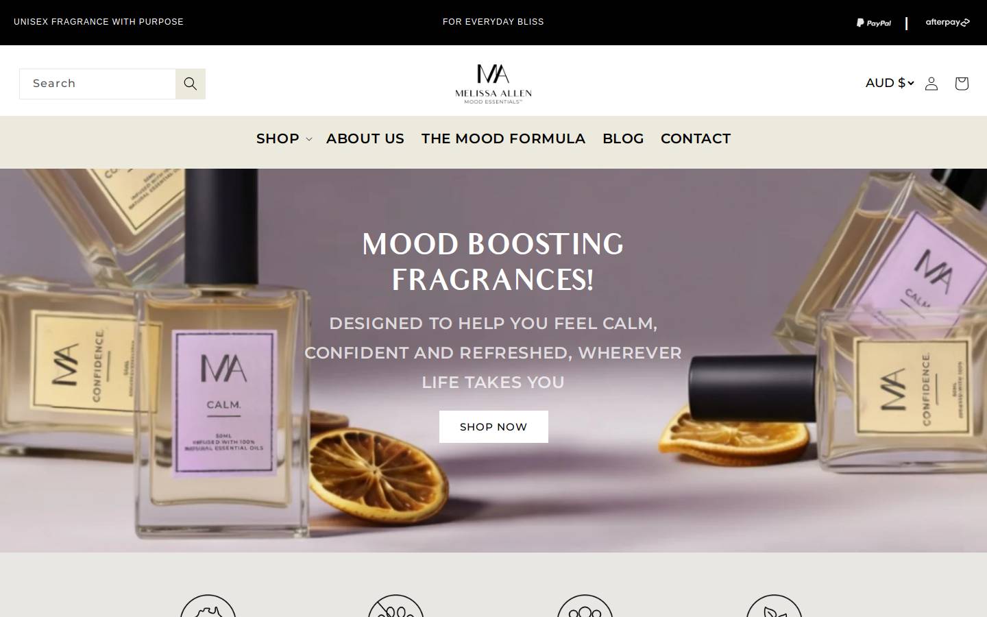 melissaallenmoodessentials.com homepage screenshot