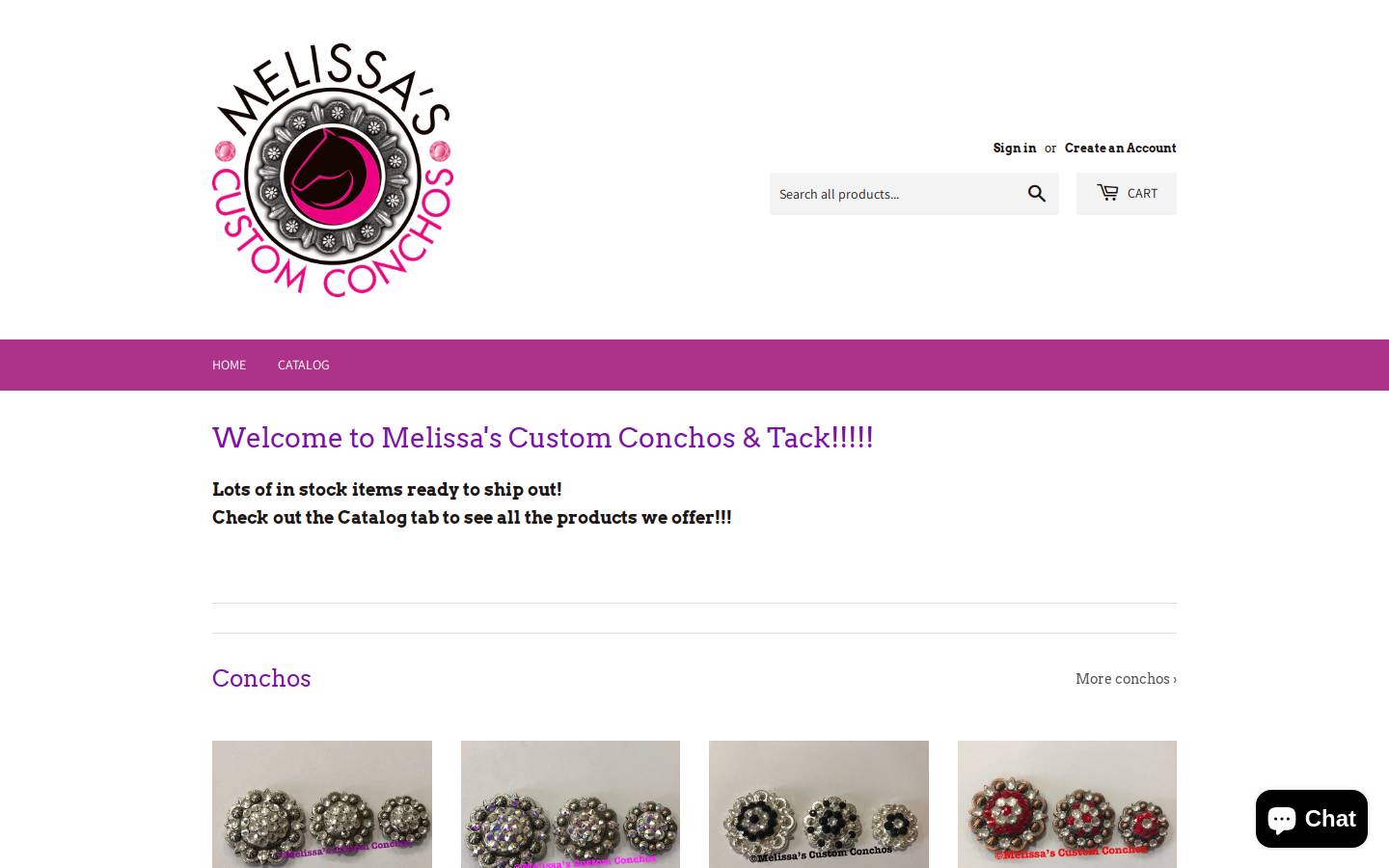 melissascustomconchos.com homepage screenshot