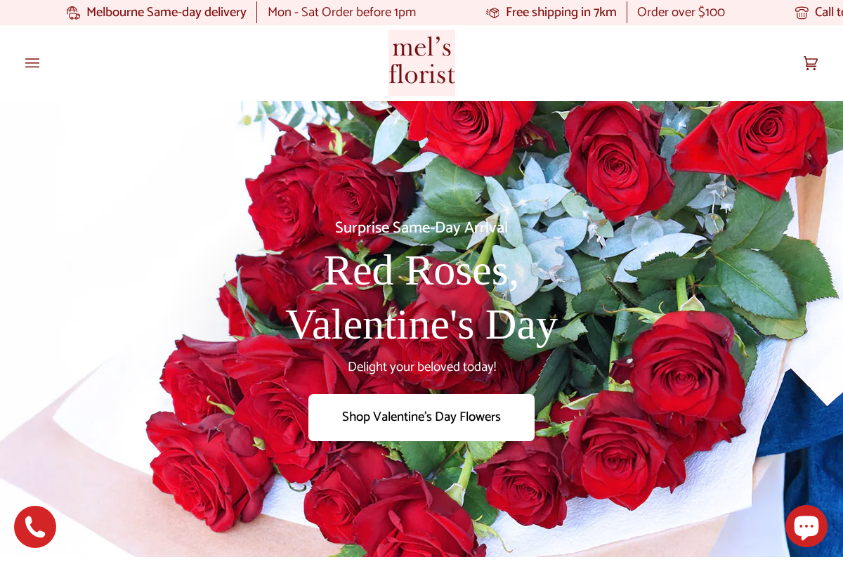 Melissa's Florist & Gifts homepage screenshot