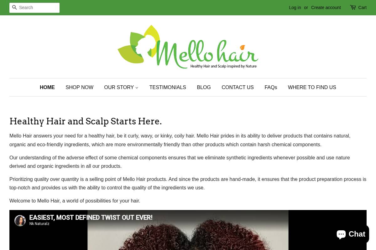 mellohair.ca homepage screenshot