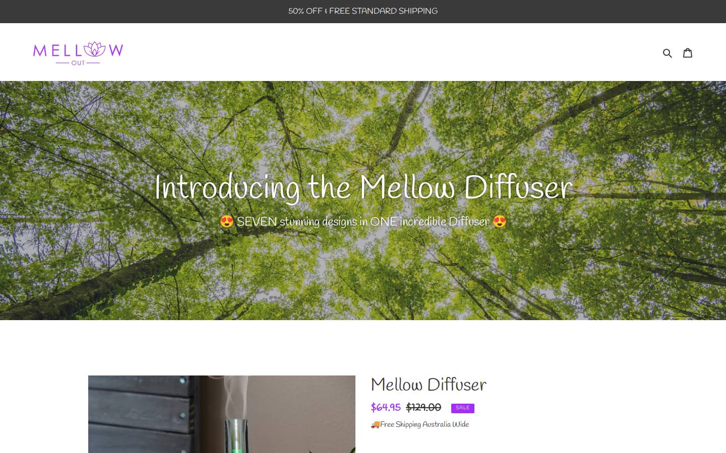mellowout.com.au homepage screenshot