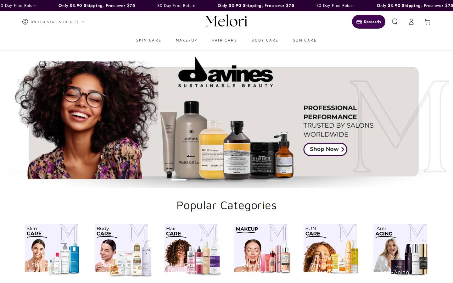 Melori homepage screenshot