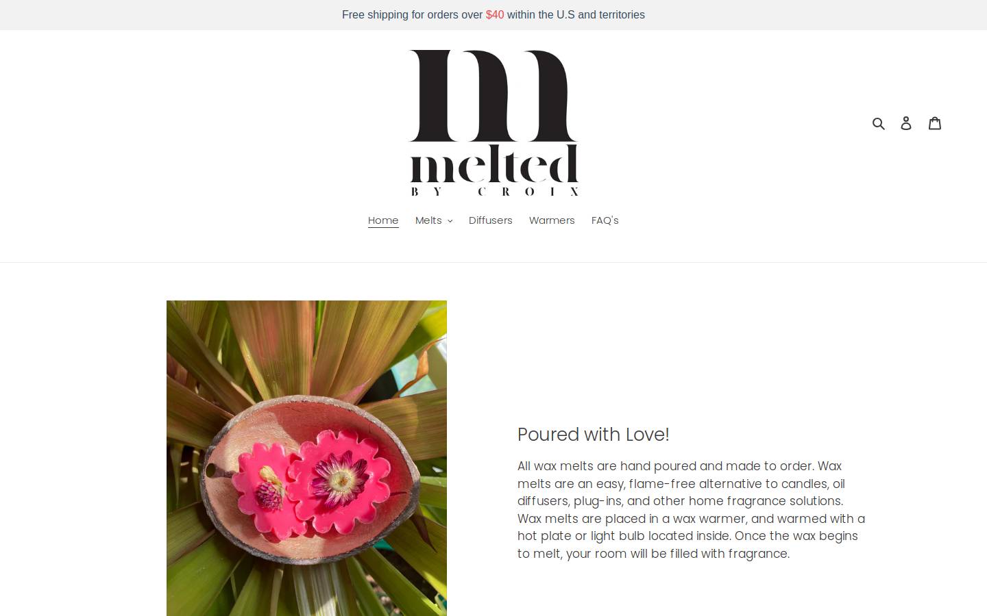 meltedbycroix.com homepage screenshot
