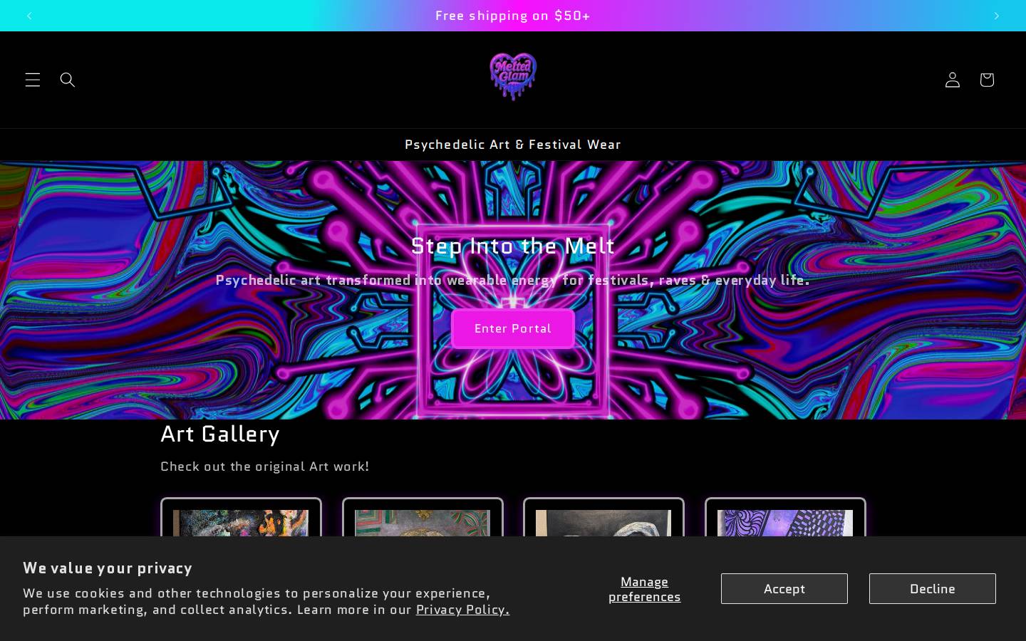 meltedglam.com homepage screenshot