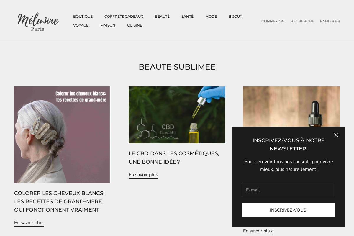 melusinecosmetics.com homepage screenshot