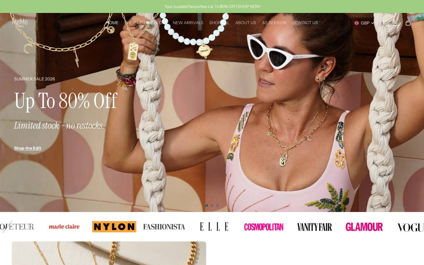 MeMe london homepage screenshot