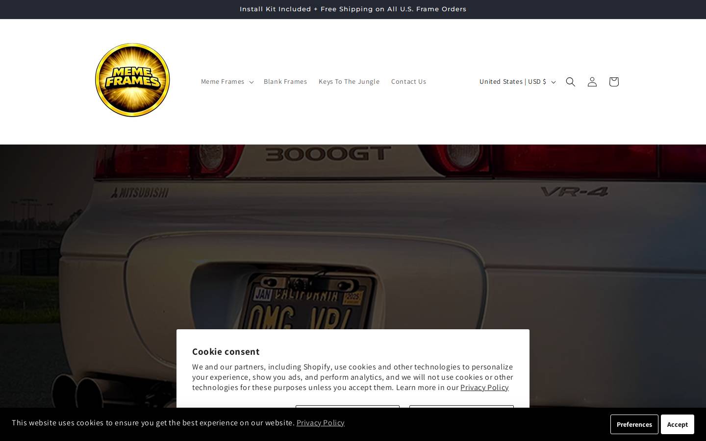 memeframes.com homepage screenshot