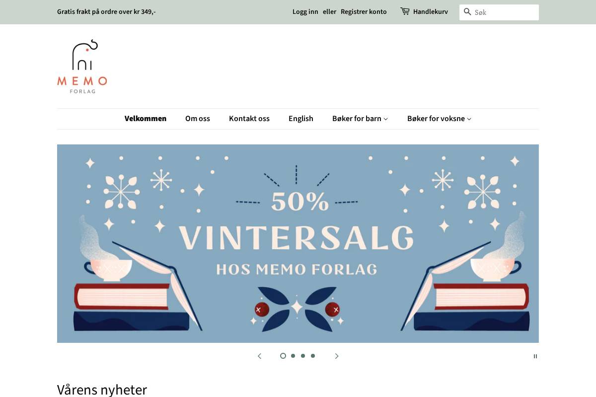 memoforlag.no homepage screenshot