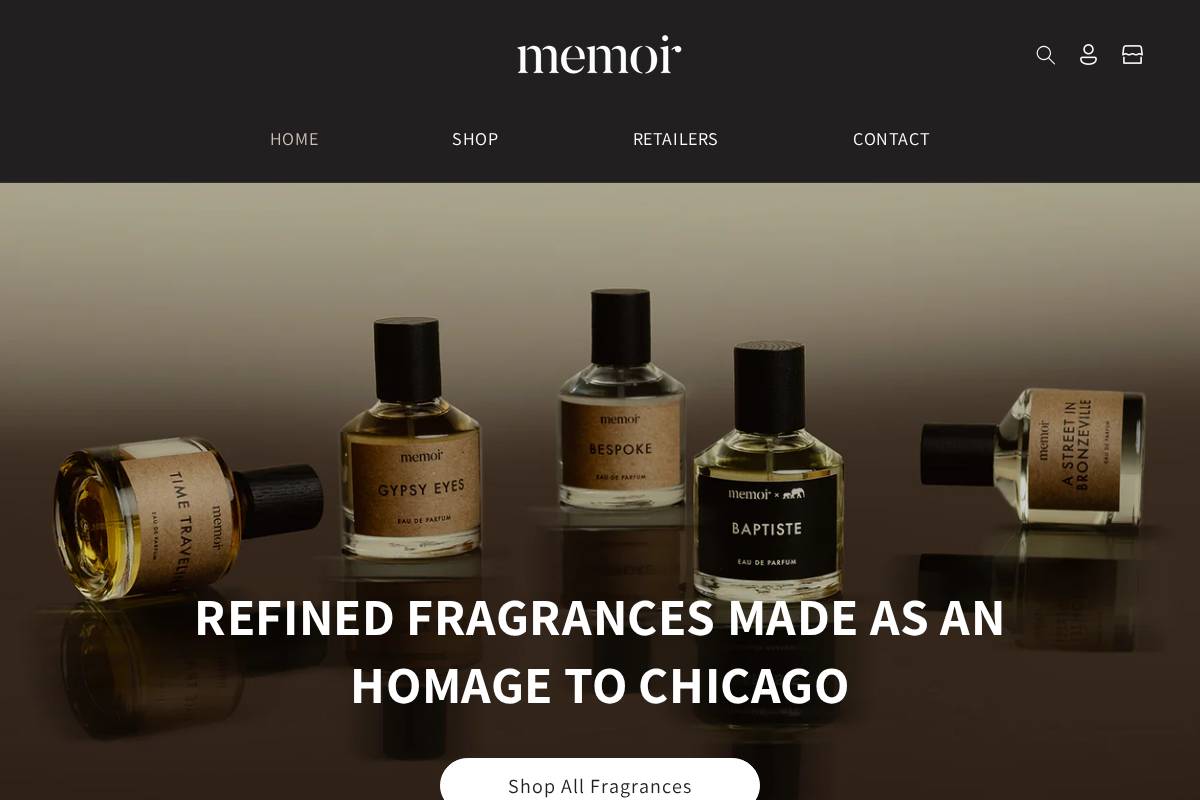 memoirfragrances.com homepage screenshot