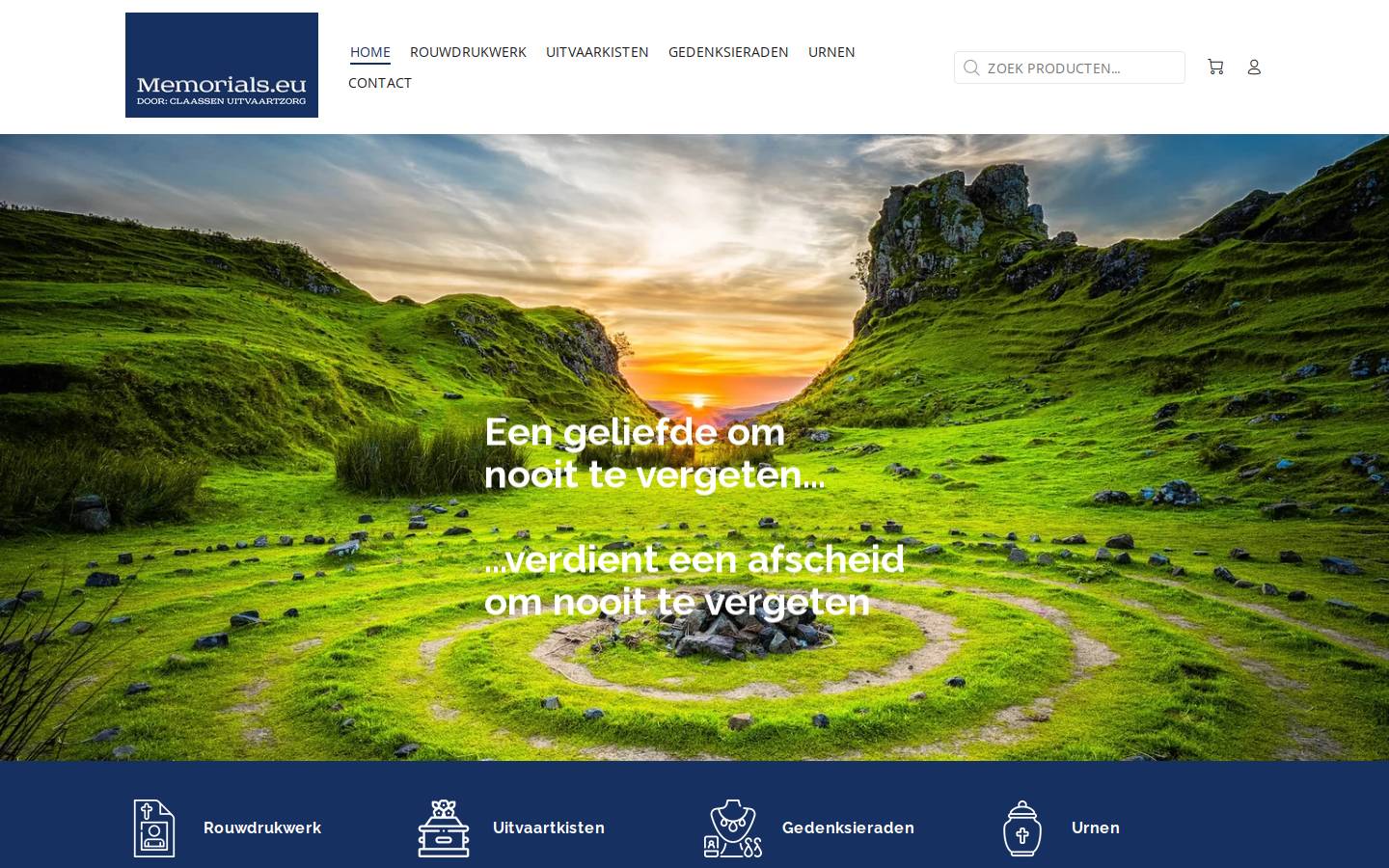 Memorials.com homepage screenshot