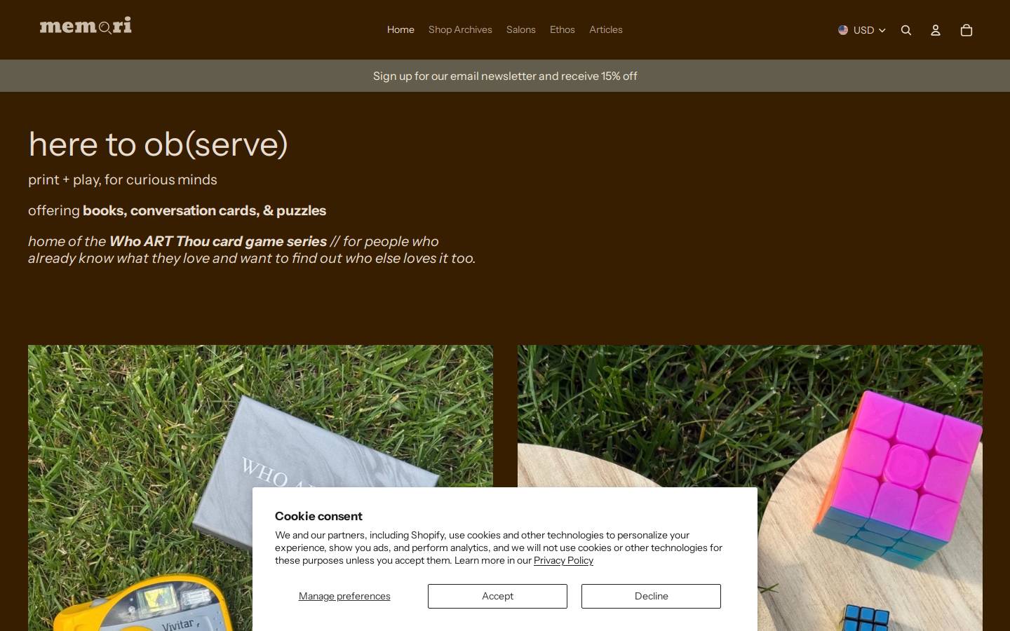 memoriarchives.com homepage screenshot