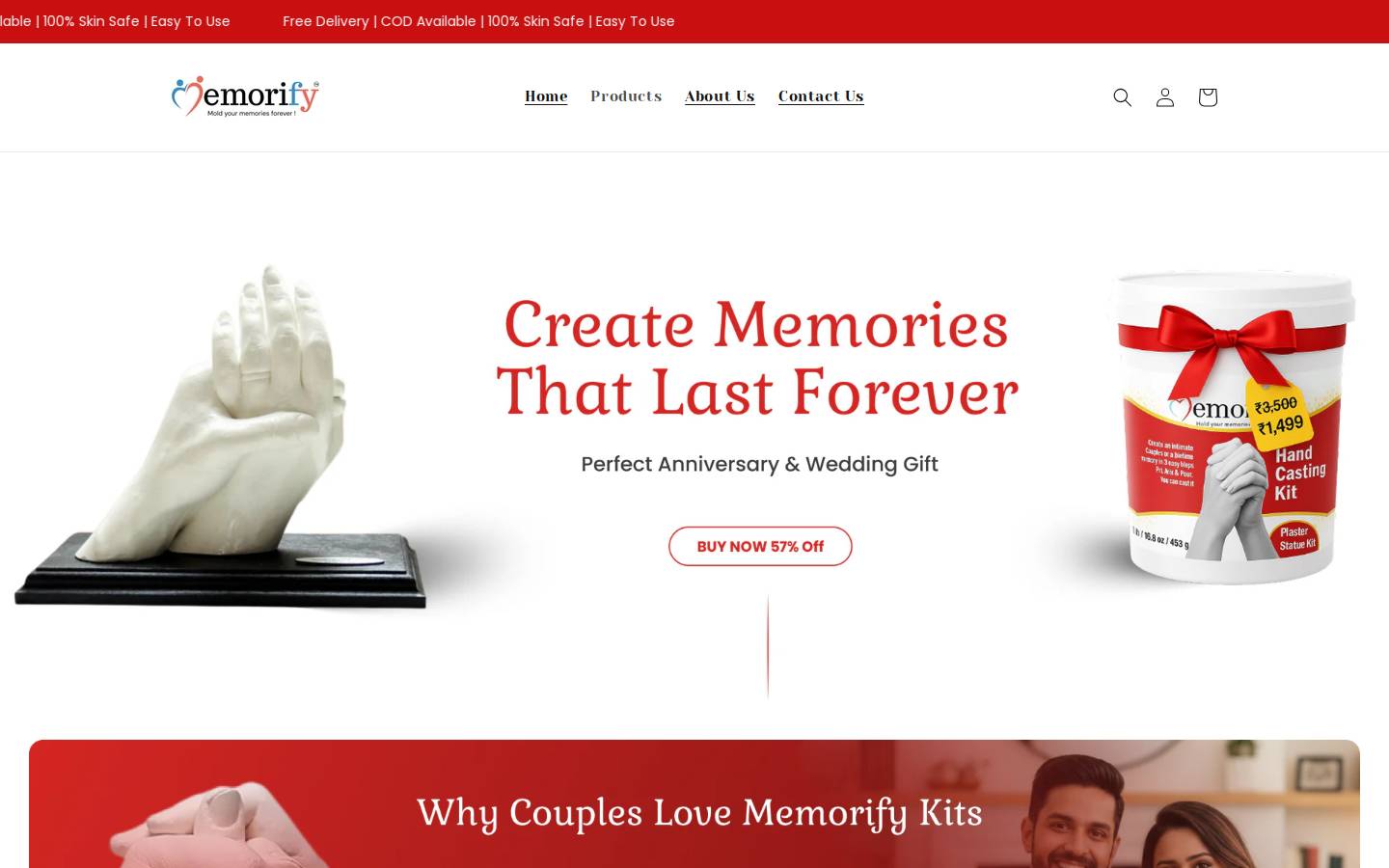 memorify.co.in homepage screenshot
