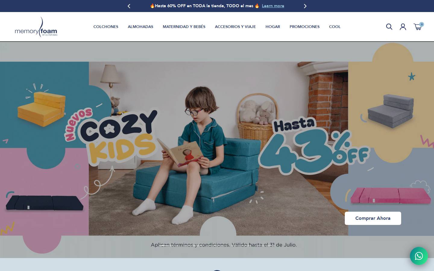 memoryfoam.com.mx homepage screenshot