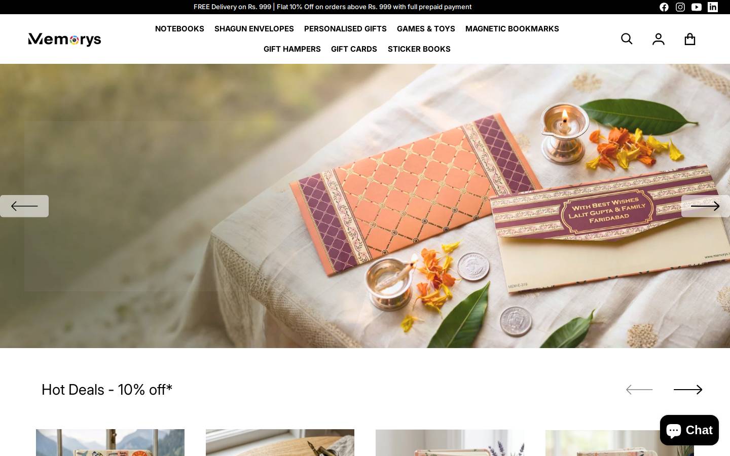 memorys.in homepage screenshot
