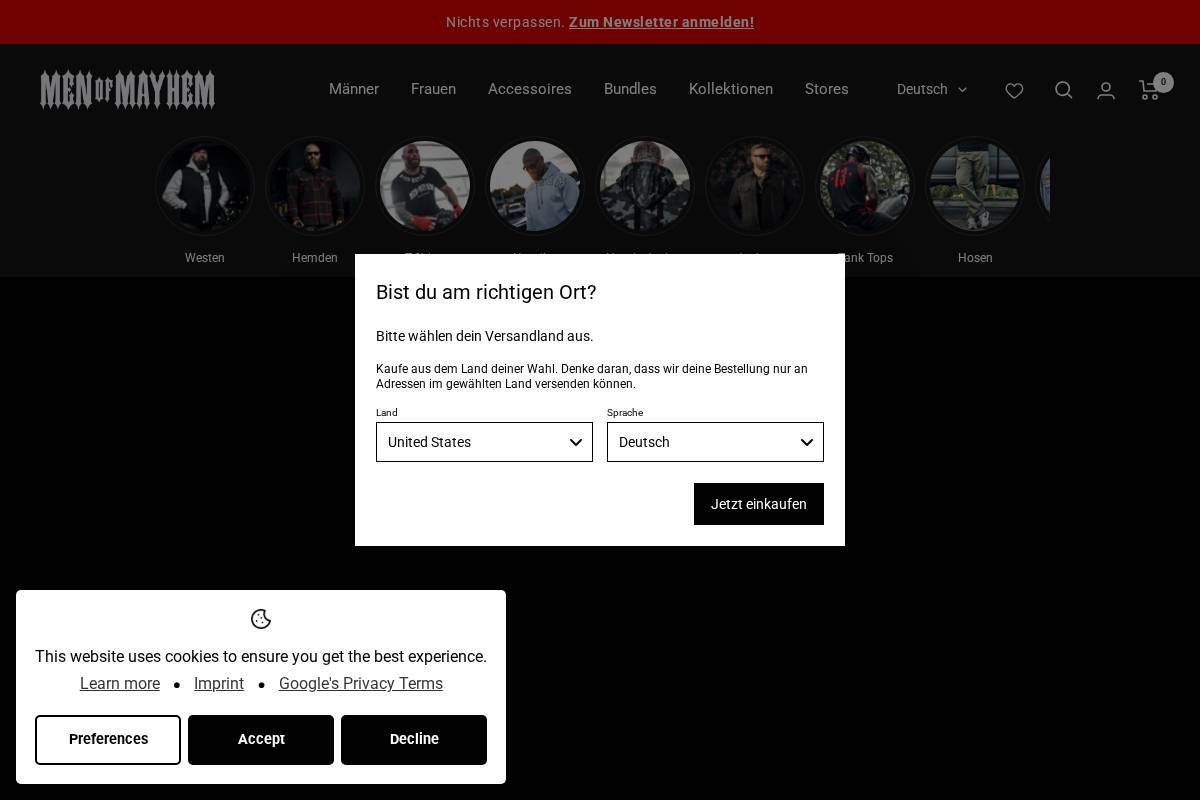 MEN OF MAYHEM homepage screenshot