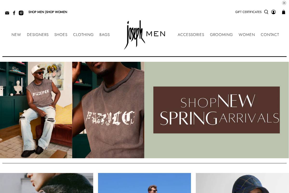 men.josephstores.com homepage screenshot