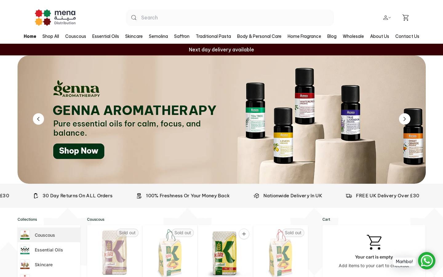 menadistribution.com homepage screenshot