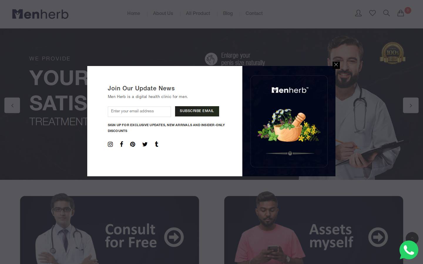 menherb.com homepage screenshot