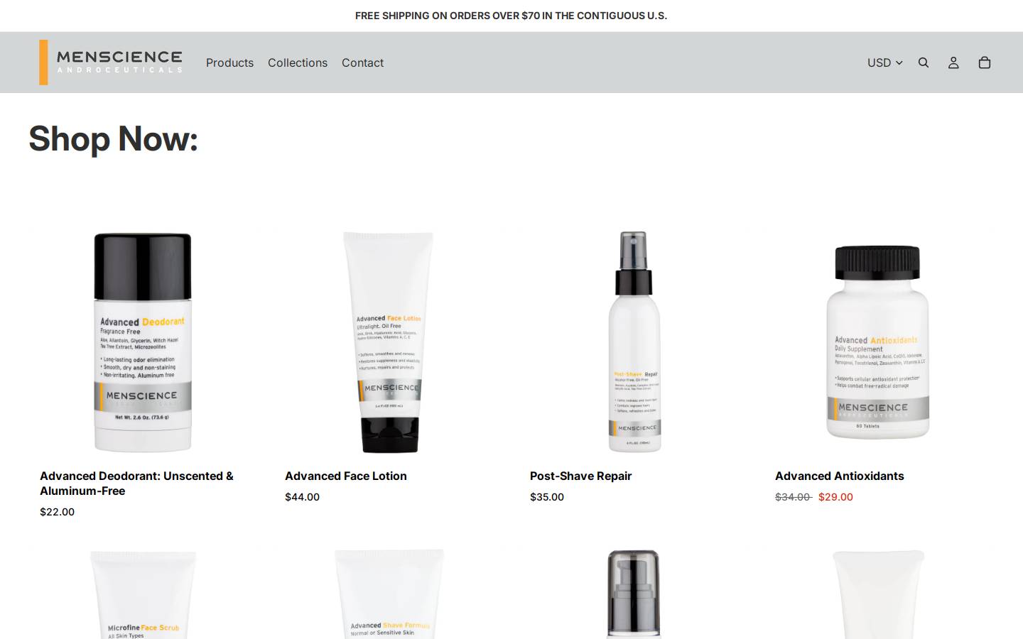 Menscience homepage screenshot
