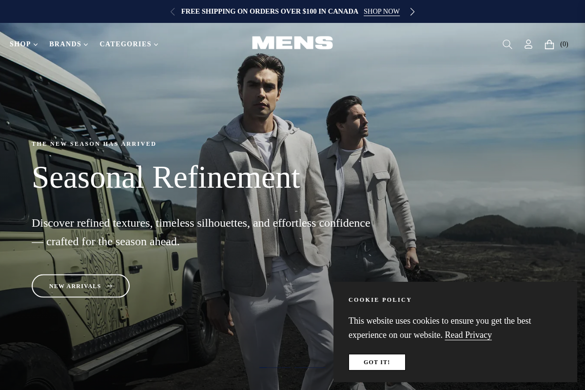 MENS Collection homepage screenshot