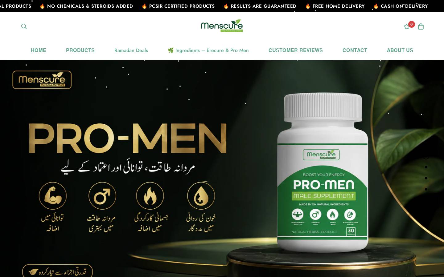 menscure.com homepage screenshot