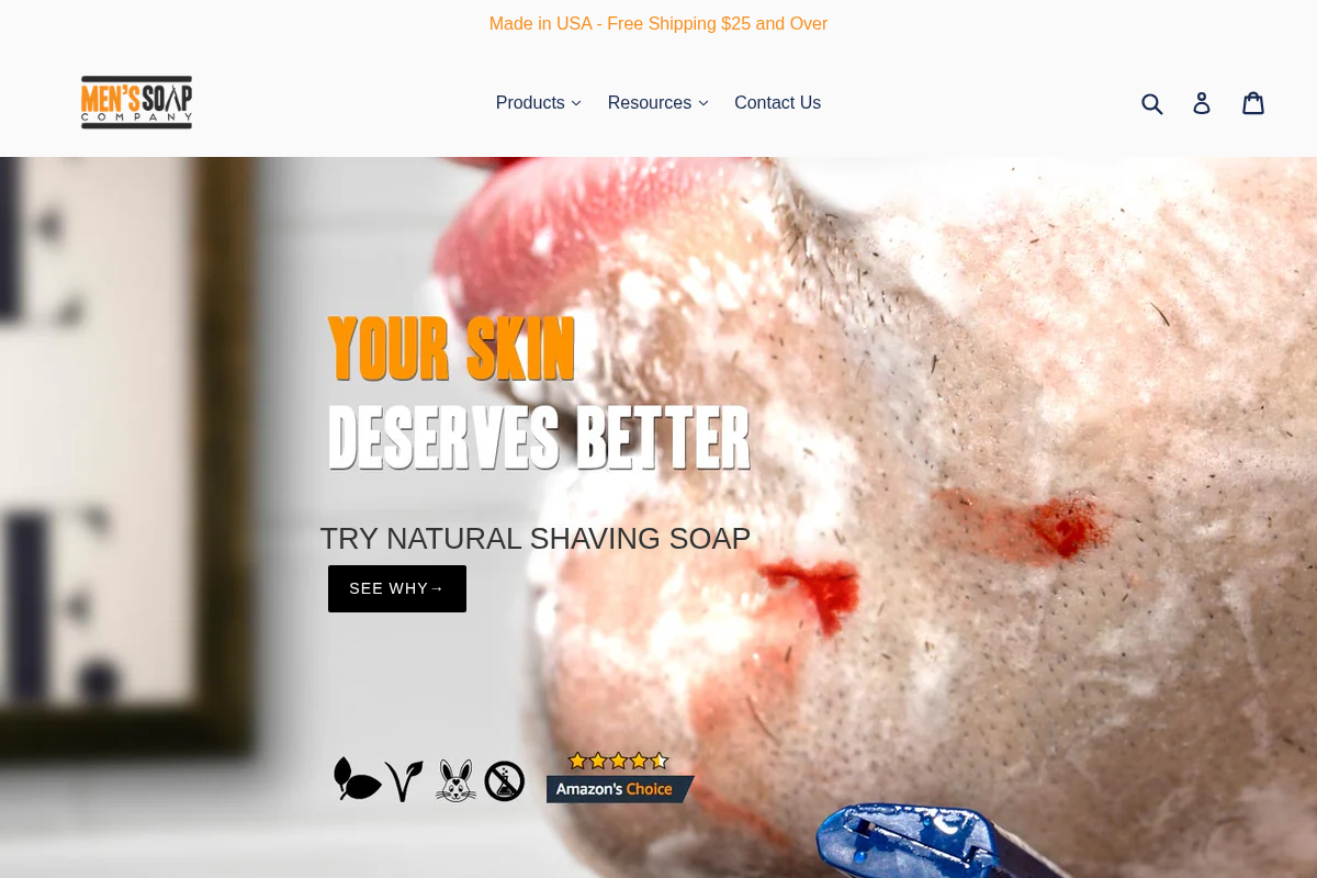 menssoap.com homepage screenshot