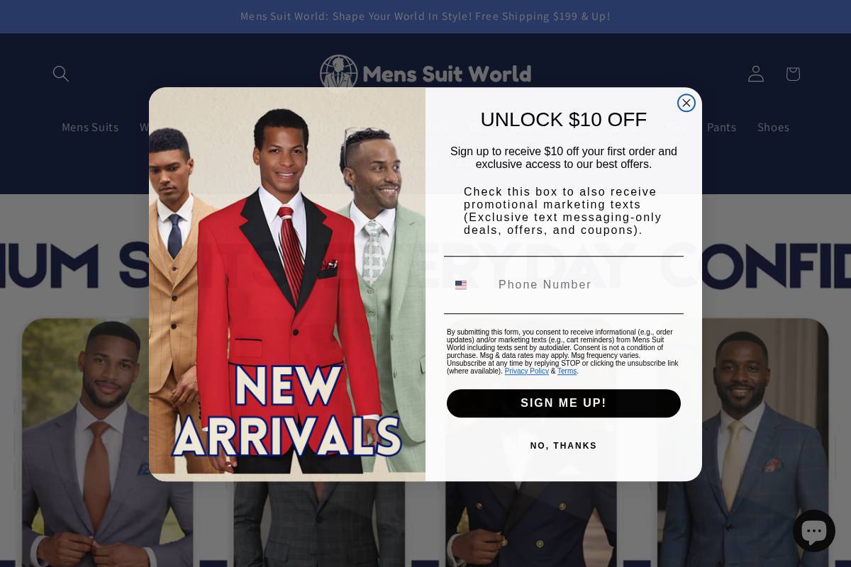 menssuitworld.com homepage screenshot
