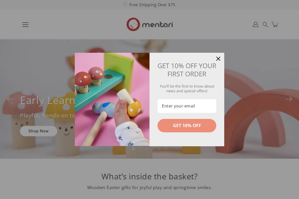 Mentari homepage screenshot