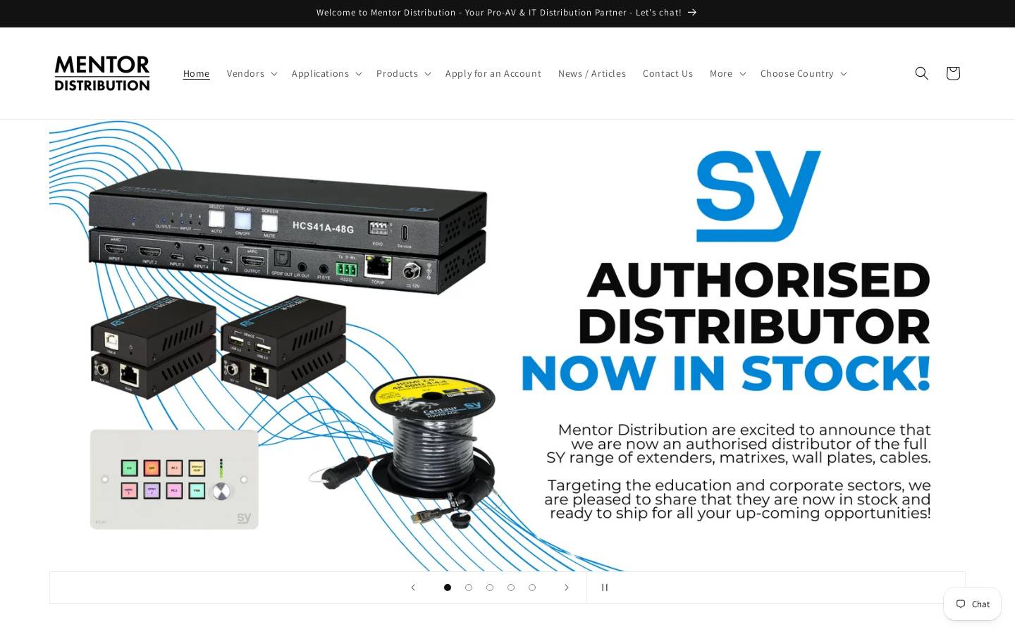 mentordistribution.co.uk homepage screenshot