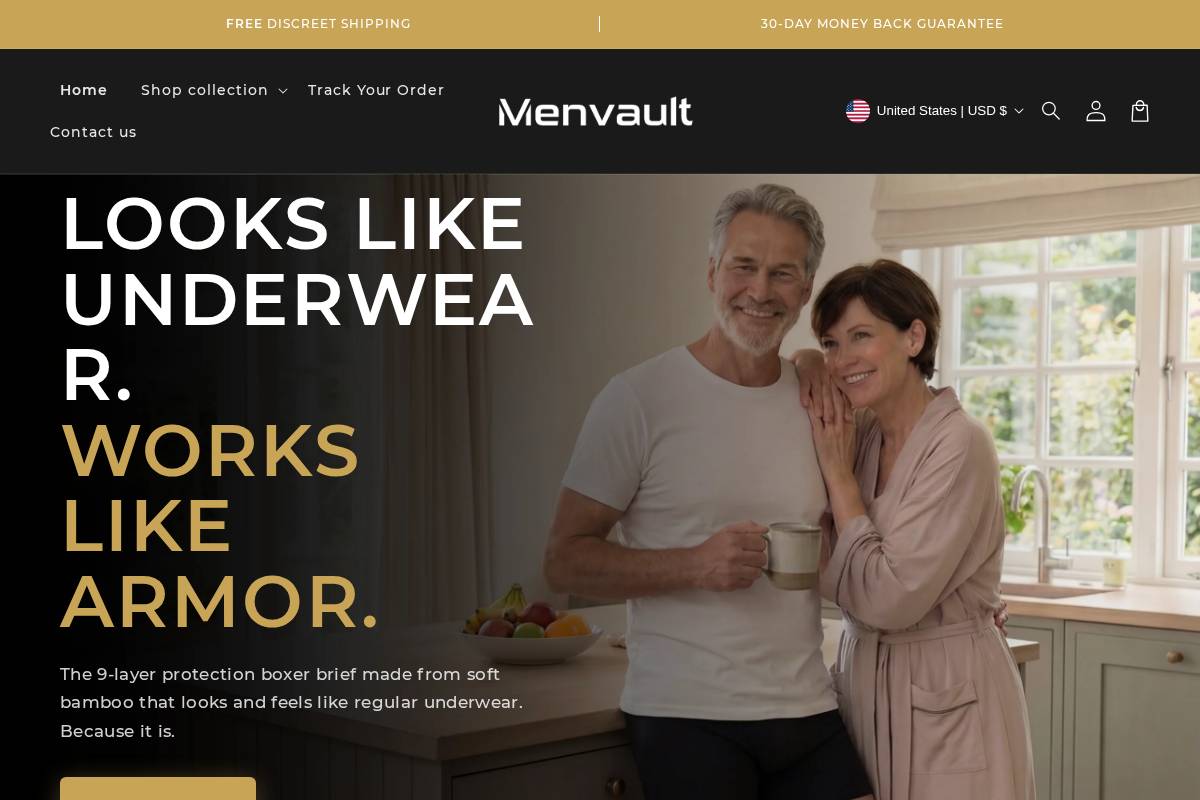 Menvault homepage screenshot