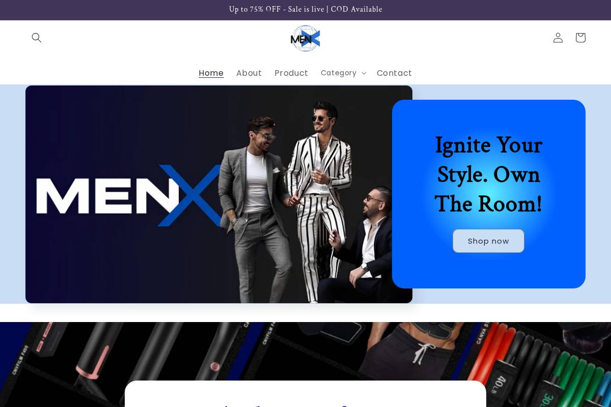 menx.co.in homepage screenshot
