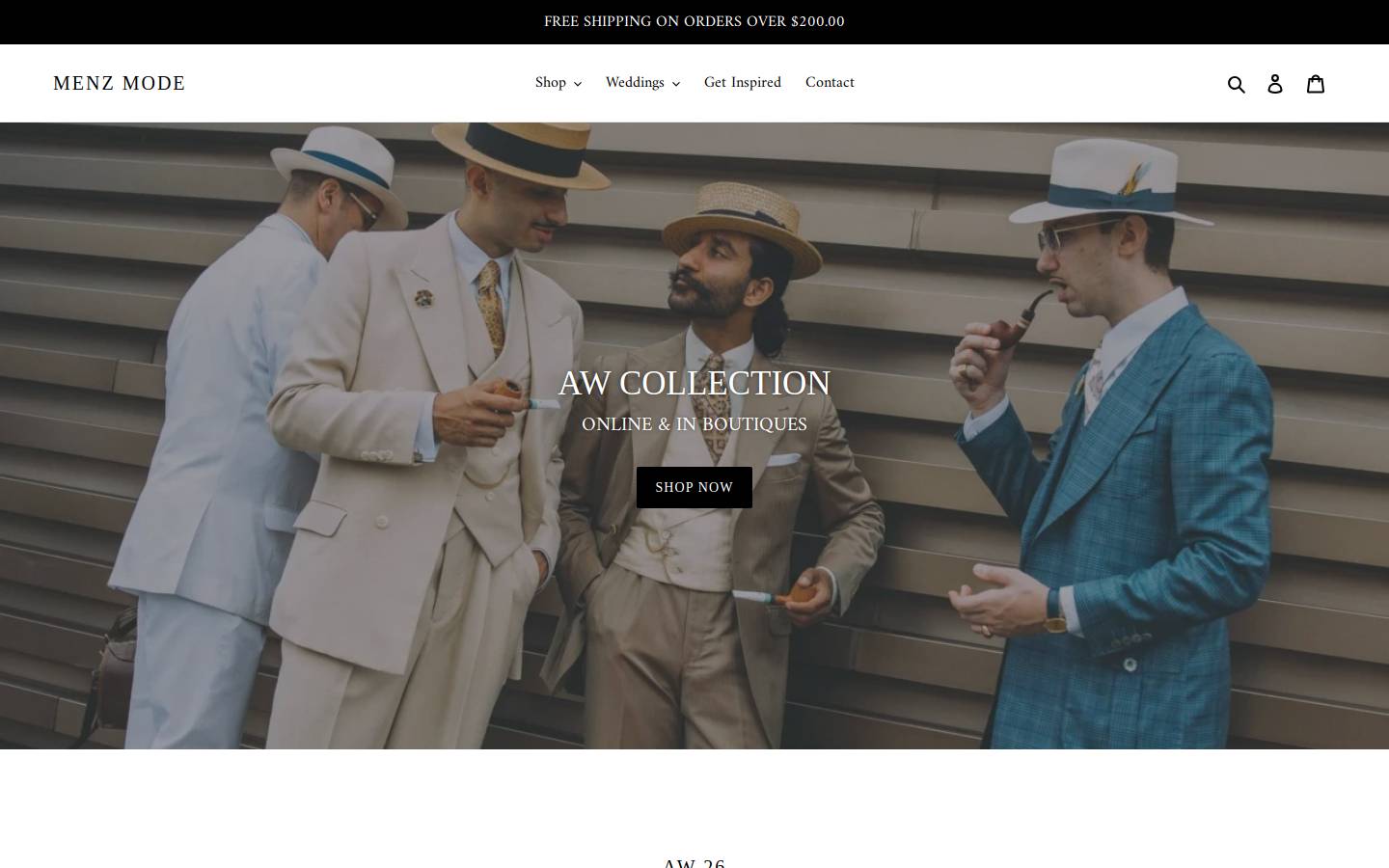 menzmode.shop homepage screenshot